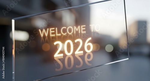 A clear sign displaying welcome to the year of twenty twenty six