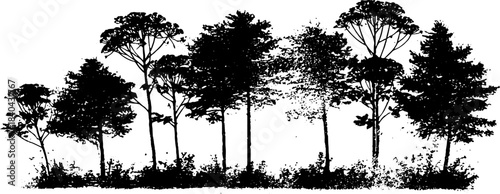 Black and white woodland silhouette stencil for nature designs