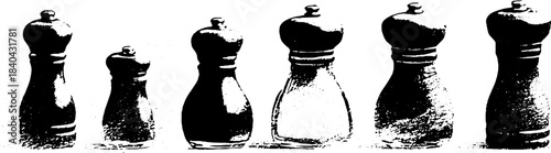 Black and white spice shaker silhouette for kitchen or culinary design