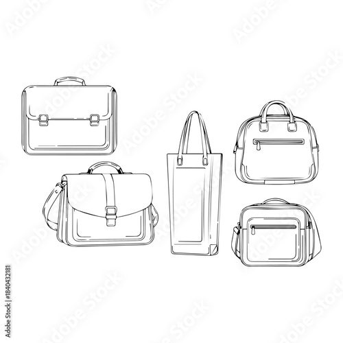 Trendy Line Art Bag Vector for Apparel and Stickers