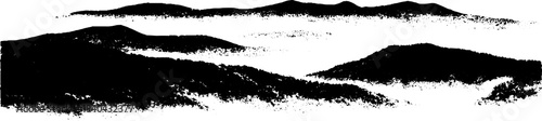 Monochrome stencil art of valley fog layers for urban design
