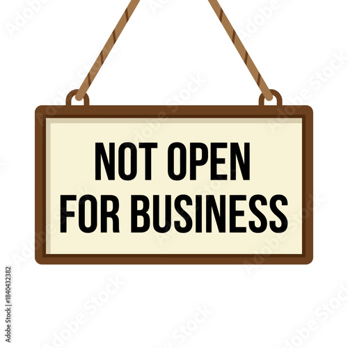 Closed Sign Hanging on Door Indicating Not Open for Business, Illustration, Isolated, Graphic Design, Front View, Concept of Closure and Unavailability