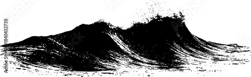Black and white stencil illustration of wave shaped geometry for urban design