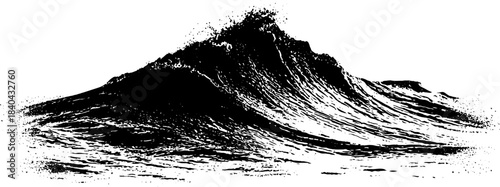 Monochrome wave geometry stencil for surfer art and design projects