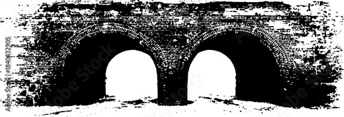 Black and white stencil of weathered brick arch for urban design inspiration