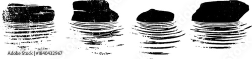 Black and white stencil of wet stone surfaces with ripples