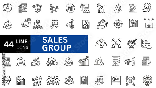Sales Groups icon set. Editable line icons. Vector illustration.