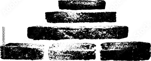 Black and white stencil art of worn stairwell steps for urban design