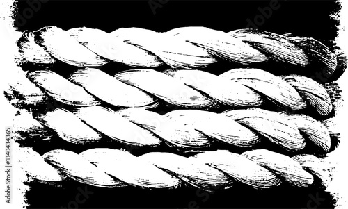 Black and white stencil of woven natural fiber design for urban art and decoration