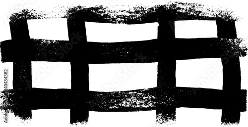 Abstract black and white stencil of woven natural fiber pattern