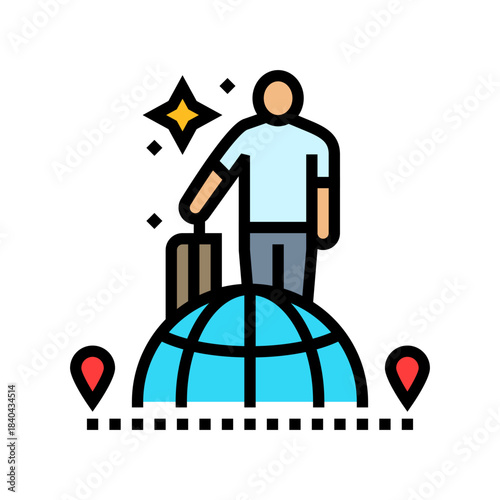 expat lifestyle color icon vector illustration