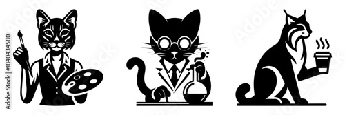 Artistic Cats: Painter Scientist and Coffee Lover.