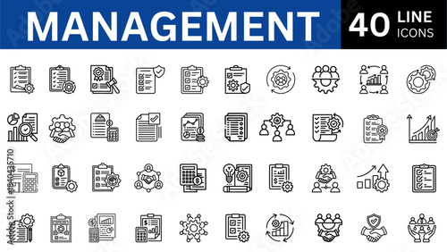 Management line icons set. Management icon collection. Vector illustrator
