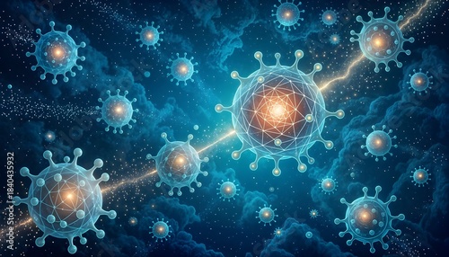 Futuristic viral network interconnected microscopic organisms