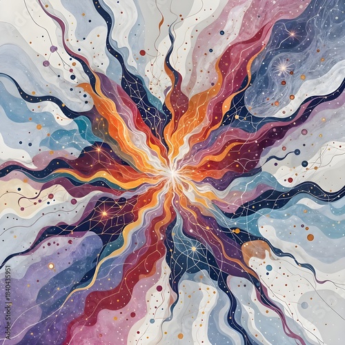 Vibrant cosmic swirl An ethereal explosion of hues