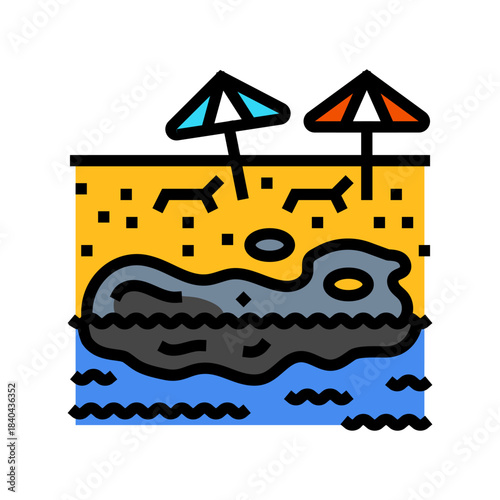 contaminated shore oil stains color icon vector illustration