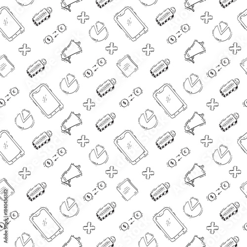 hand drawn business seamless pattern background