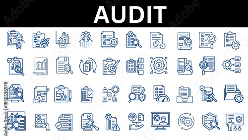 Audit line icon set. Vector illustration 