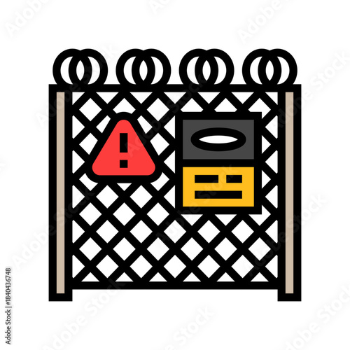 border fence warning signs color icon vector illustration