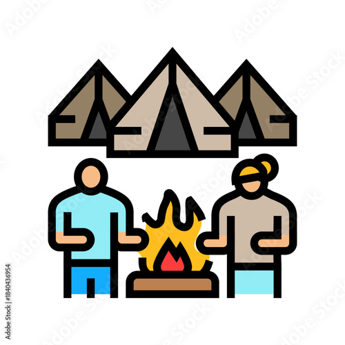 campfire temporary settlement color icon vector illustration