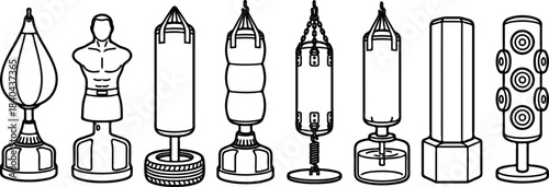 Collection of punching bag designs for fitness and training