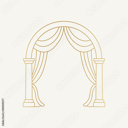 Classic Wedding Arch with Drapes – Vector Illustration