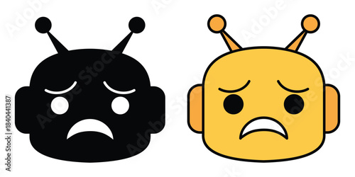 Robot Head Icons – Smiling, Sad, Tactical Cyborg and Minimal Futuristic Faces vector illustration.