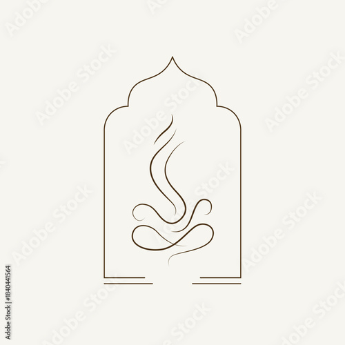 Minimal Mandap Arch Line Art – Vector Illustration