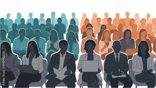 Split audience graphic symbolizing a 50/50 political or social divide.