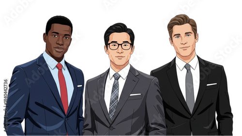 Diverse Group of Professional Businessmen. An Illustrated Corporate Team Portrait.