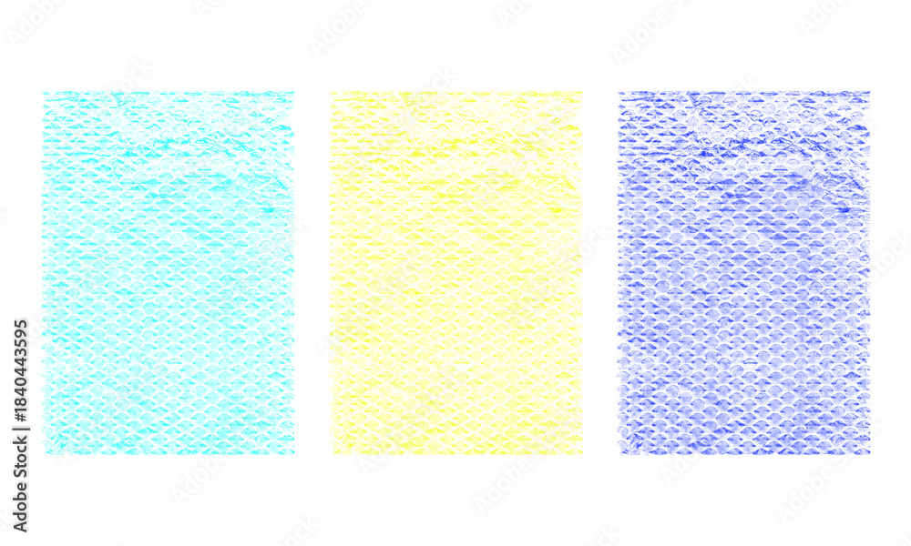 Fototapeta premium Bubbles Pattern Three Colored Rectangular Texture Overlay on Transparent Backdrop