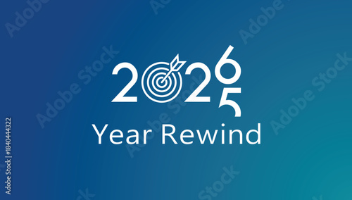 Bold white “2026 Year Rewind” typography on a smooth blue gradient background, modern recap banner ideal for annual highlights, social media summaries, video thumbnails, and end‑of‑year presentations.