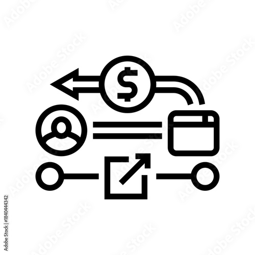 cashback reward line icon vector illustration
