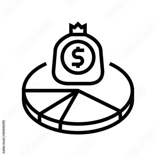 pie chart income segments line icon vector illustration