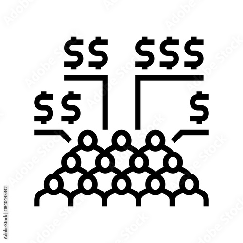 crowd varied income brackets line icon vector illustration