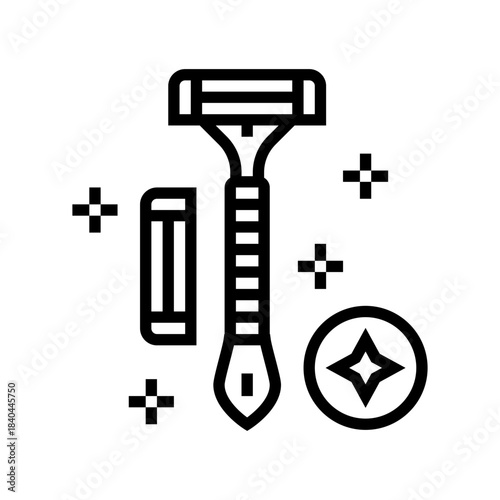 shave clean razor line icon vector illustration