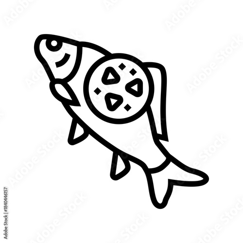 microplastics fish line icon vector illustration