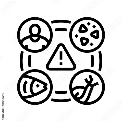 microplastic contamination food chain line icon vector illustration