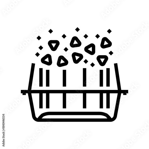 plastic packaging breaking into microplastics line icon vector illustration