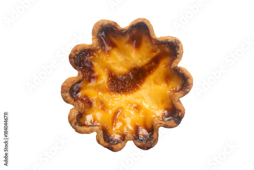 Top view of egg tart isolated on a transparent background
