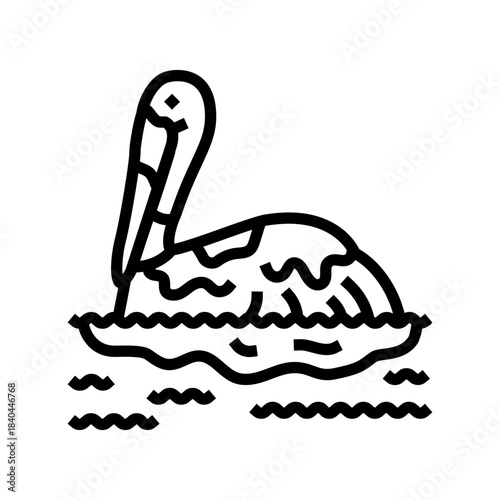 oiled bird line icon vector illustration