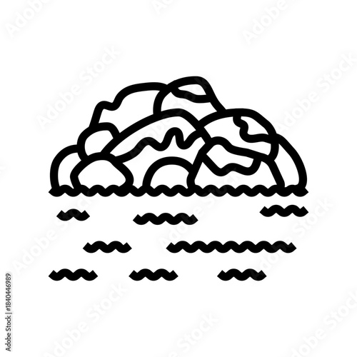 oil stains on rocks near water line icon vector illustration