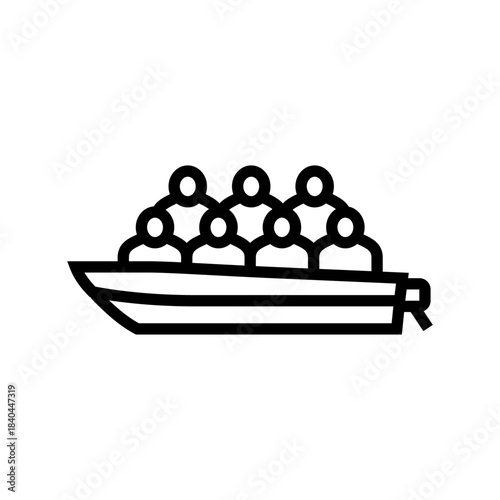 boat overloaded people line icon vector illustration