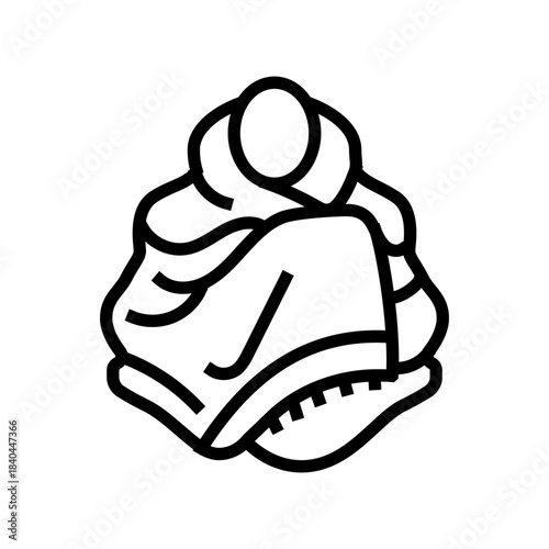 person wrapped blanket line icon vector illustration