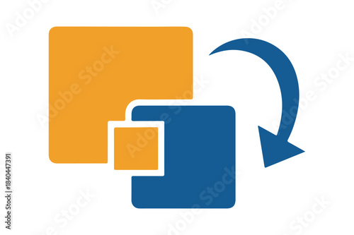 Data transfer and transformation icon with arrow