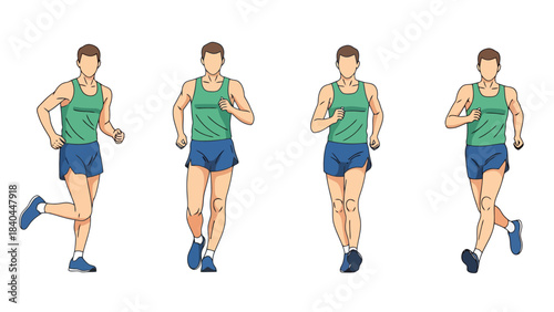 Man Running Sequence Start Stride Pace Finish Fitness and Training