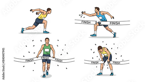 Athletic Competition Stages Start Sprint Finish Line Success and Struggle Sports Concept
