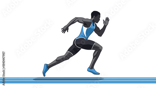 Athlete Running Fast on Track Sports Motion Illustration