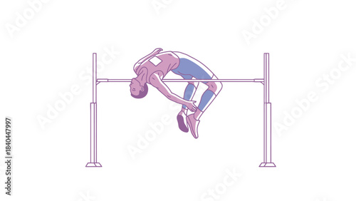 Athlete Leaping Over Bar in Track and Field Competition Athleticism Sport Challenge