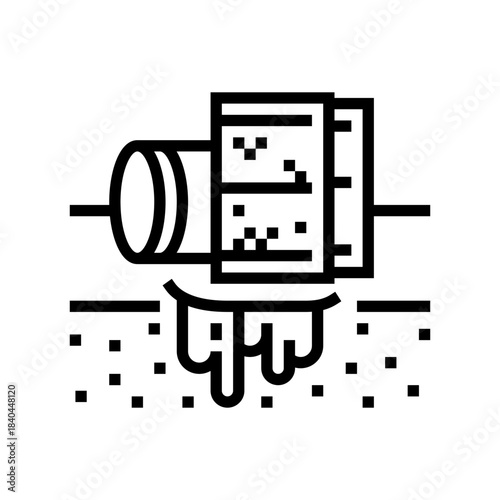 rusty pesticide containers on soil line icon vector illustration